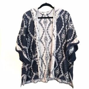 Roxy | Dark Blue & White Knit Oversized Cardigan